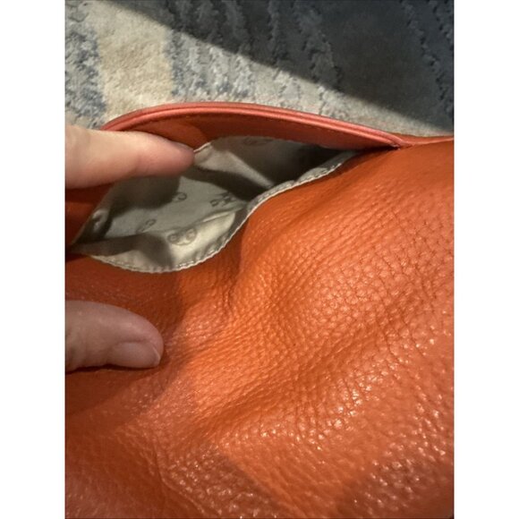 Tory Burch Amanda Big Logo Red Orange Foldover Crossbody Bag With Gold Hardware - Picture 8 of 12